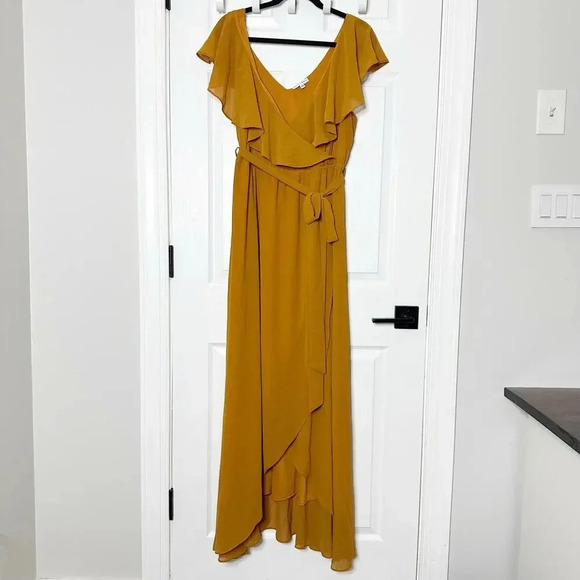 BALTIC BORN 3XL XXXL Katya Amber Brown Maxi Dress Ruffle Flutter Sleeve‎ - Picture 2 of 8